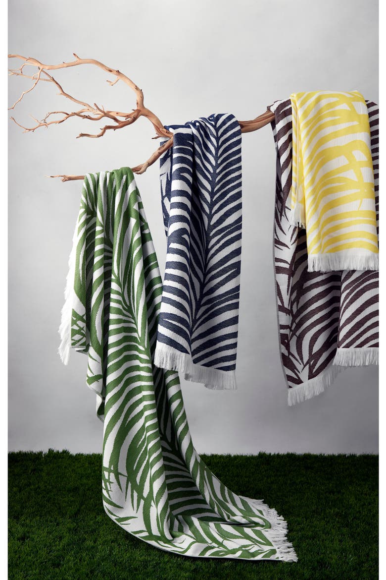 Zebra Palm Beach Towel, Alternate, color, NAVY