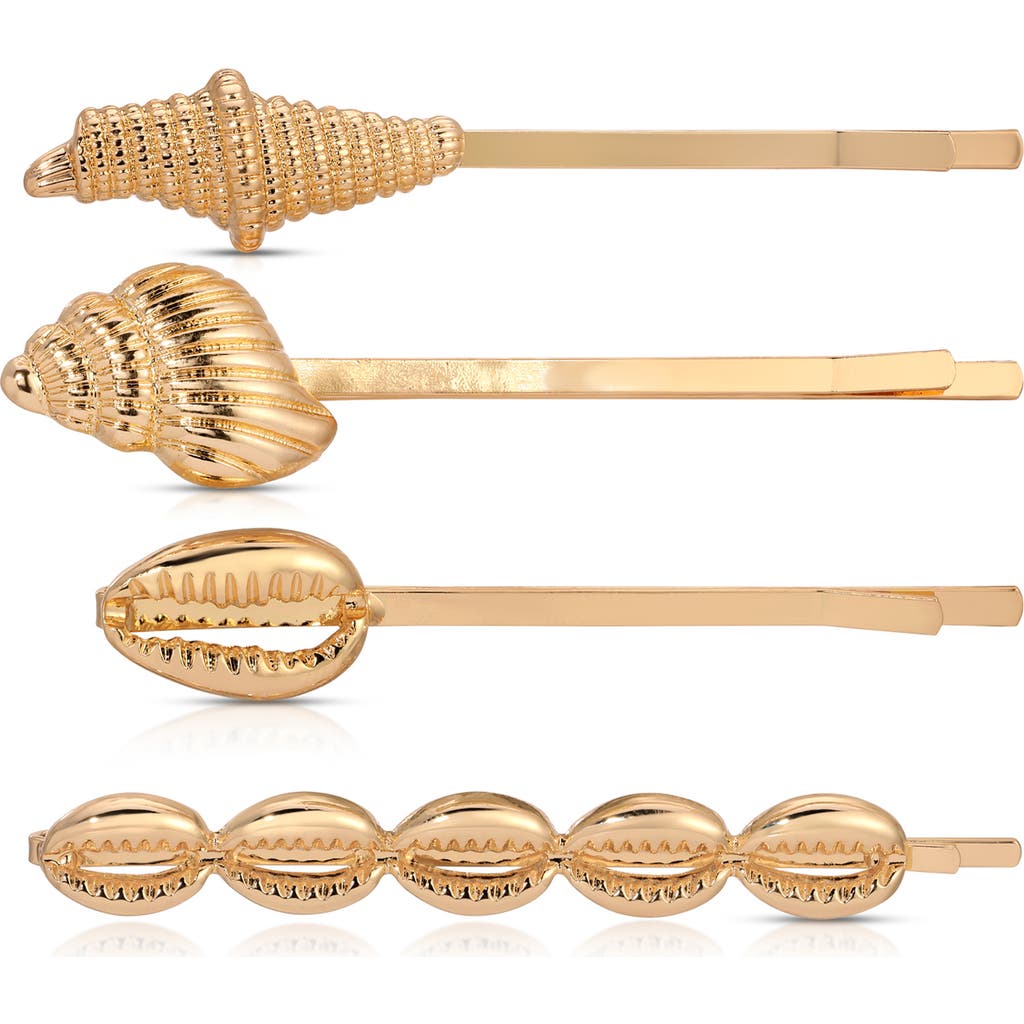 Ettika Coastal Days Set Of 4 Hair Pins In Gold