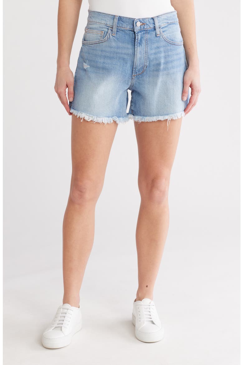 Relaxed High Waist Cutoff Denim Shorts, Main, color, CZECHIA