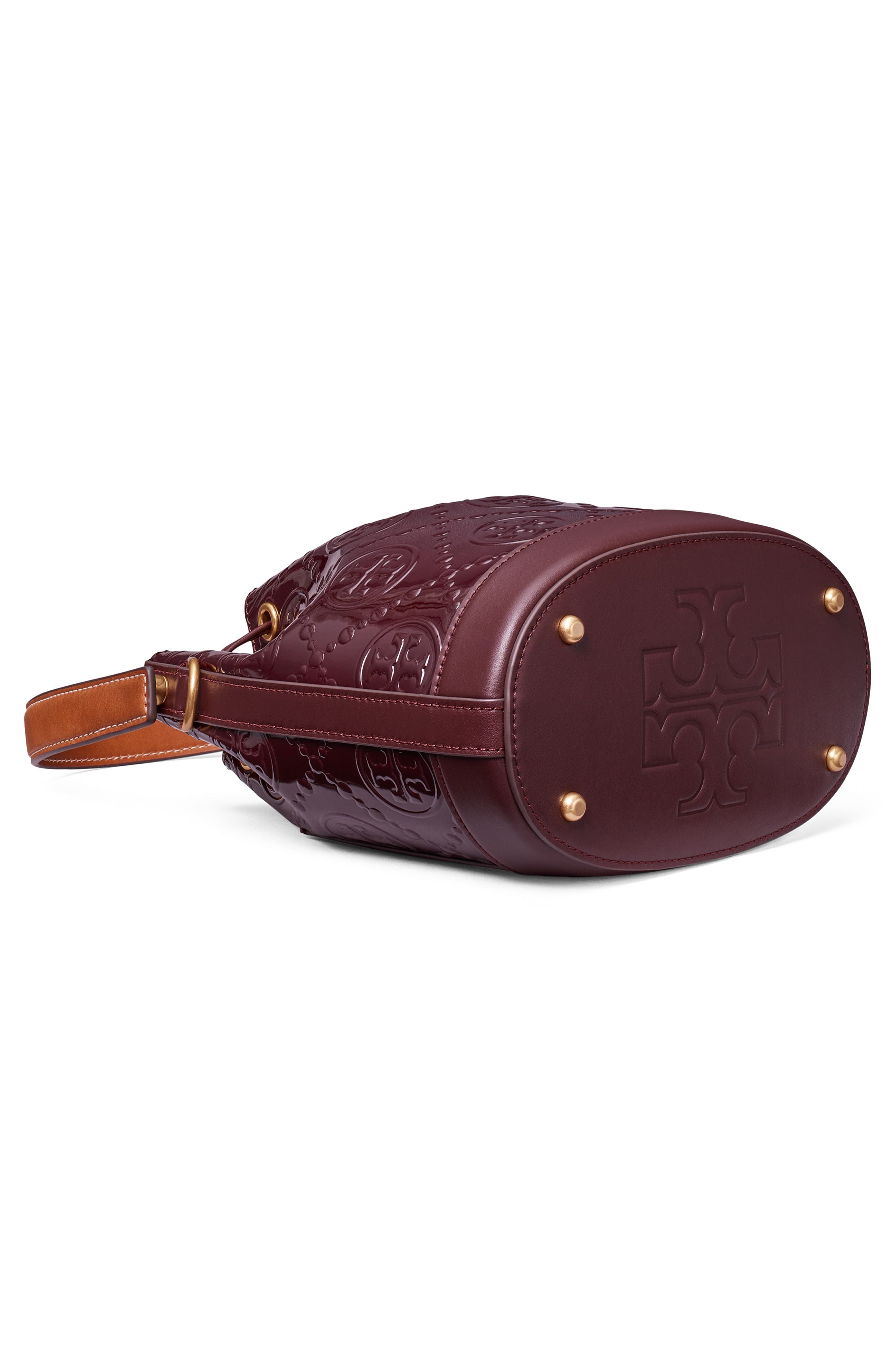 Tory Burch T Monogram Patent Leather Bucket Bag, Alternate, color, 