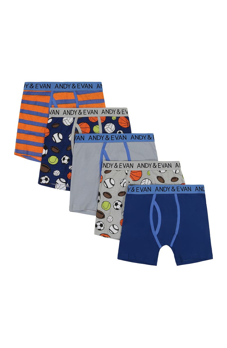 Andy & Evan Kids' 5-Pack Boxer Briefs, Main, color,