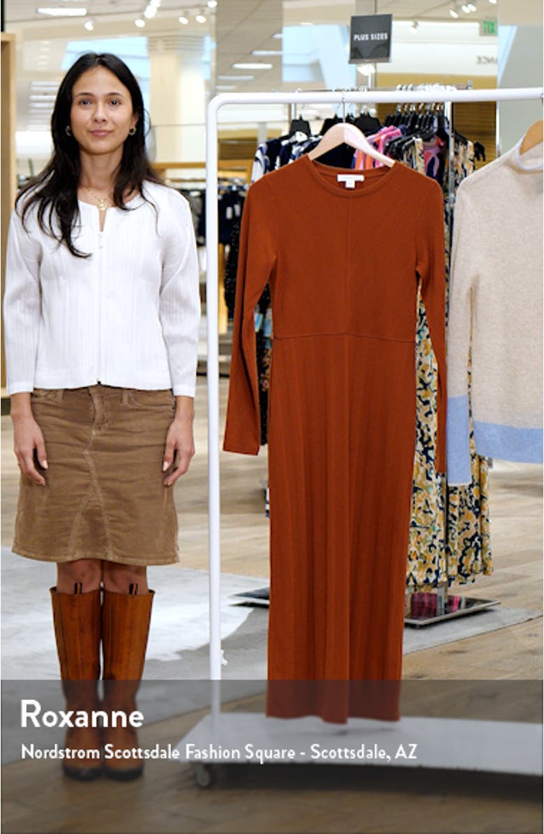 Directional Rib Long Sleeve Cotton Blend Knit Dress, sales video thumbnail