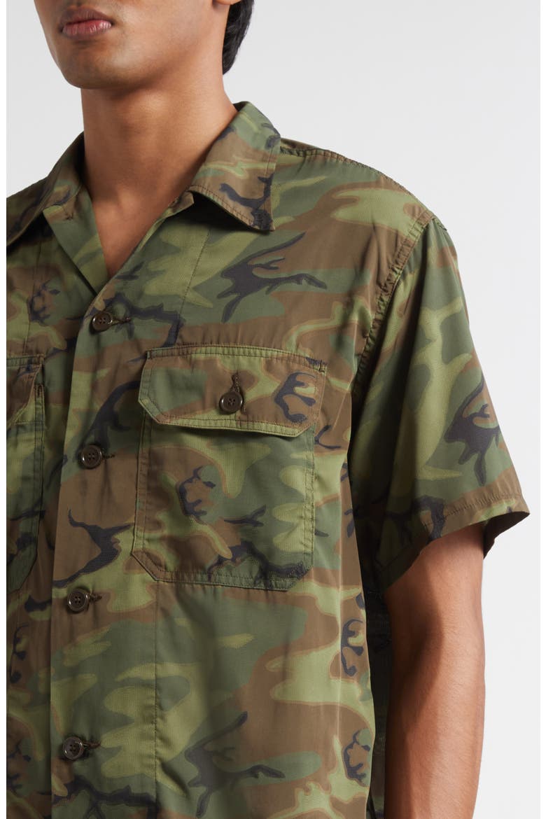 Mesh Camo Jacquard Camp Shirt, Alternate, color, CAMO ERDL CAMO