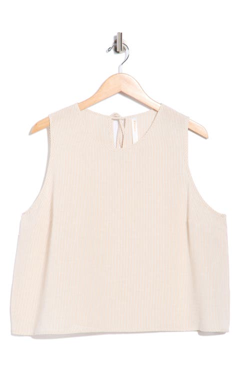 Stripe Sleeveless Cotton Top (Plus)