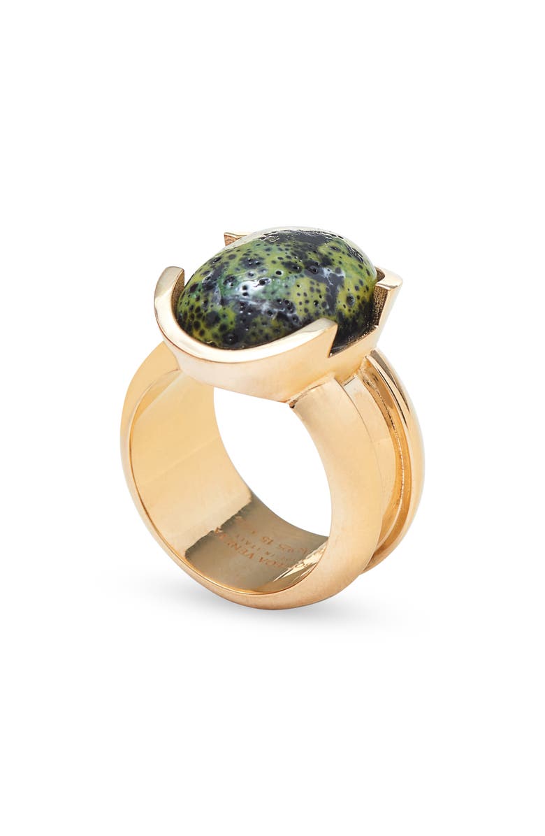 Bottega Veneta Small Ellipse Ceramic RIng, Alternate, color, Yellow/ Black/ White