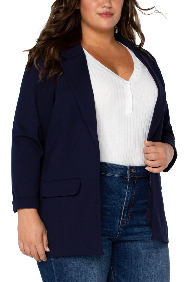 Boyfriend Ponte Knit Blazer, Alternate, color, CADET BLUE