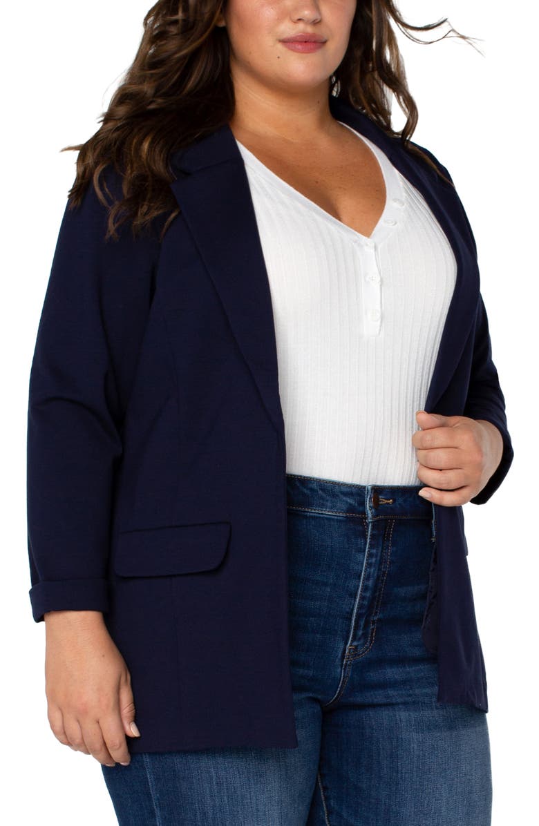 Liverpool Boyfriend Ponte Knit Blazer, Alternate, color, Cadet Blue