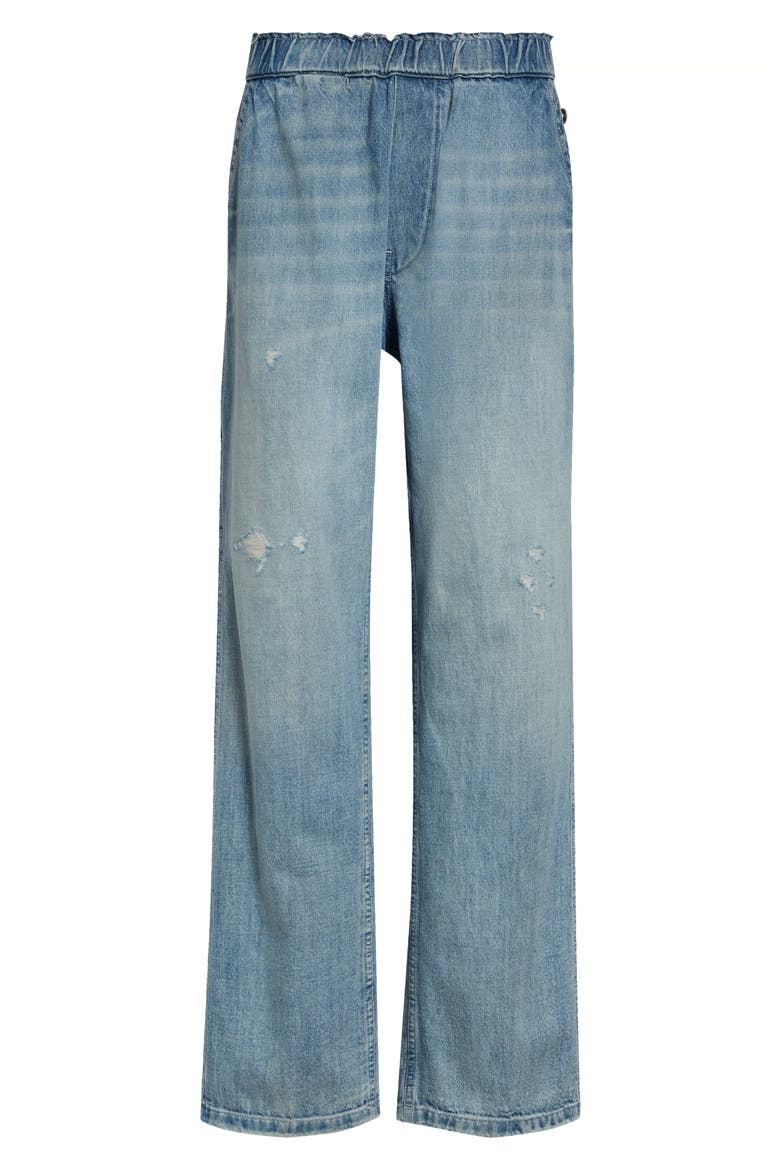 Distressed Fray Waist Wide Leg Carpenter Jeans, Main, color, BLUE