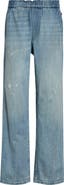 MM6 Maison Margiela Distressed Fray Waist Wide Leg Carpenter Jeans