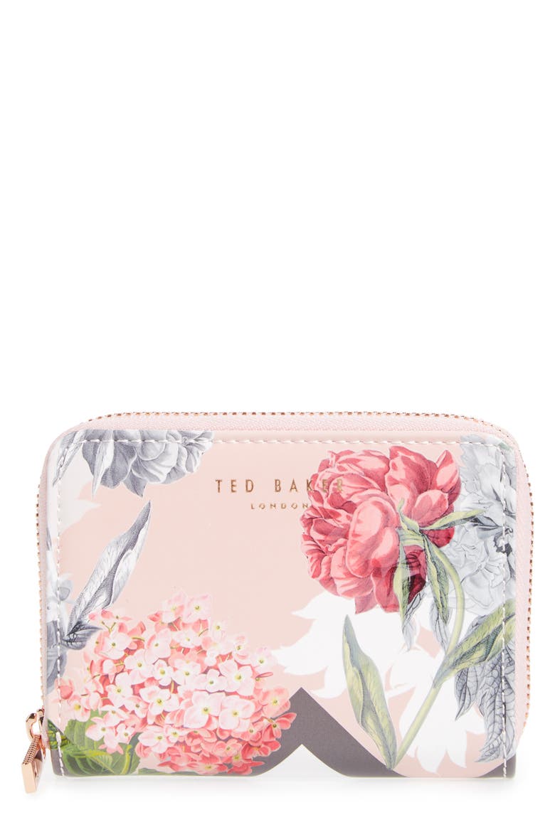 Darla Palace Gardens Leather Zip Coin Purse, Main, color, DUSKY PINK