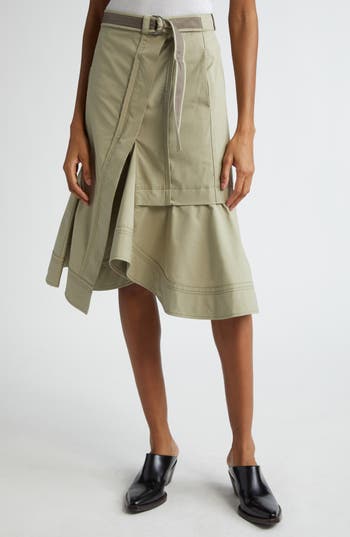 3.1 Phillip Lim Layered Cotton Blend Cargo Skirt In Fog