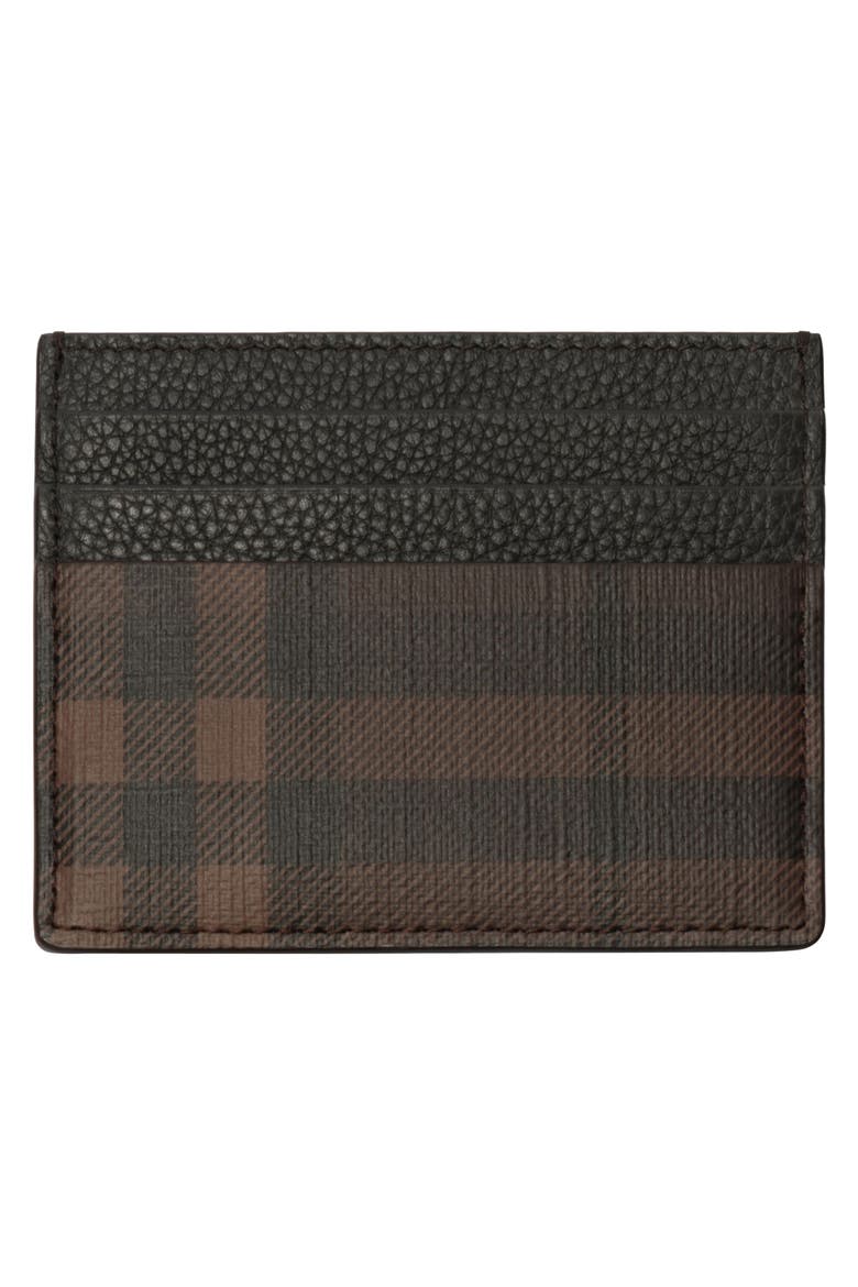 Sandon Check Card Case, Alternate, color, DARK BROWN
