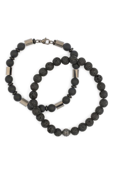 Men's Set of 2 Stone Beaded Bracelets