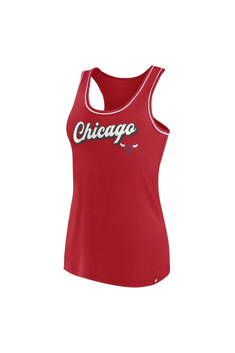 Women's Fanatics Branded Red Chicago Bulls Wordmark Logo Racerback Tank Top, Alternate, color, Red