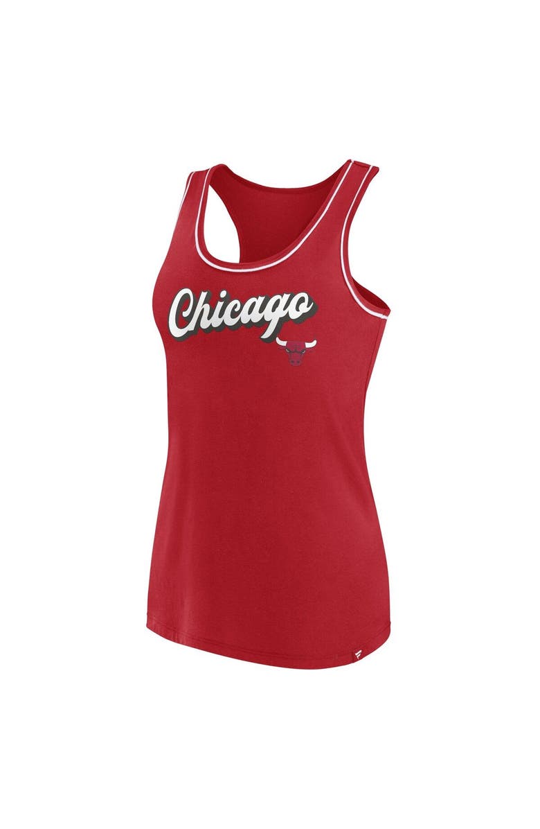 FANATICS Women's Fanatics Branded Red Chicago Bulls Wordmark Logo Racerback Tank Top, Alternate, color, Red