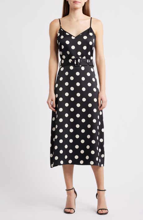 Dot Belted Sleeveless Midi Dress