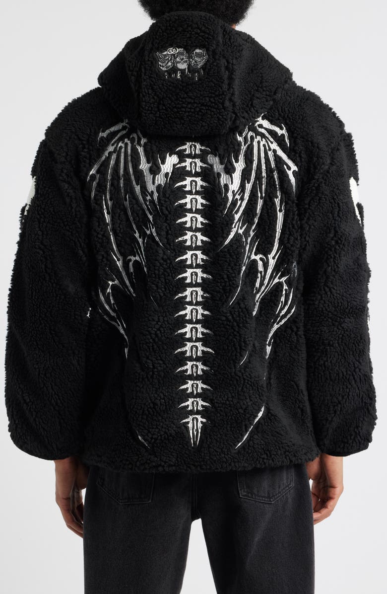 VERYRARE Nikkan Hagaki High Pile Fleece Zip Hoodie, Alternate, color, Black