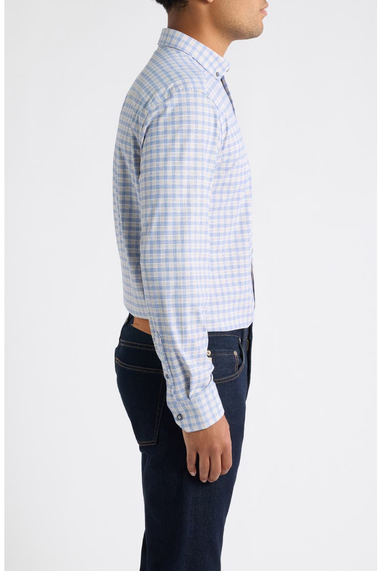 XC+™ Motion Gingham Check Knit Button-Up Shirt, Alternate, color, TAN/ NAVY TWO-TONE GINGHAM