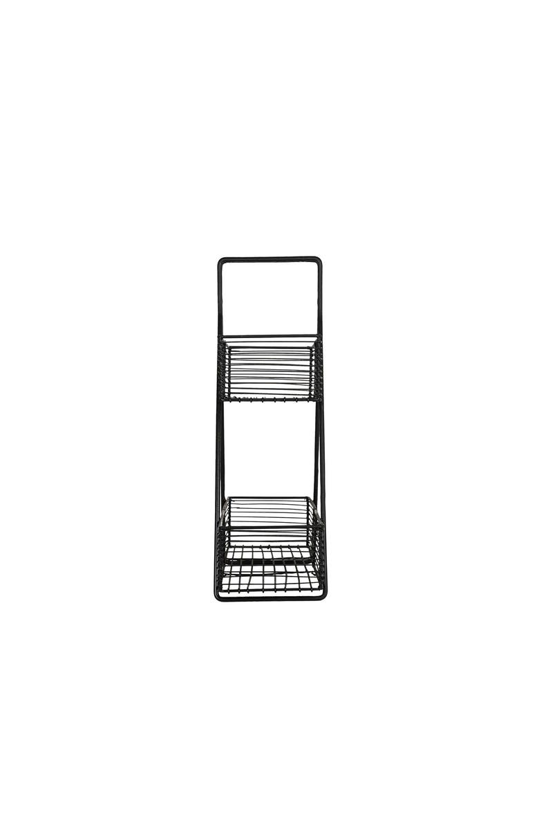 Foreside Home and Garden Two Tiered Baskets Black Metal, Alternate, color, Black