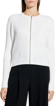 Theory Pointelle Rib Zip Cardigan