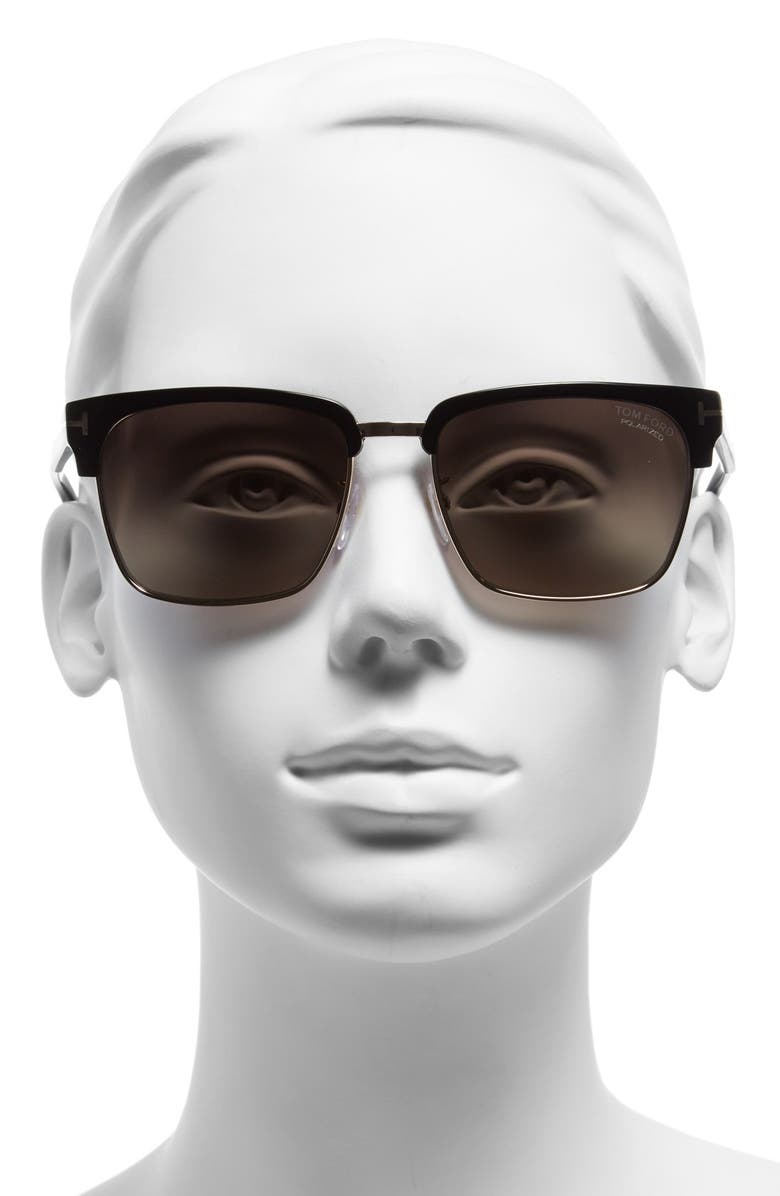 TOM FORD 'River' 57mm Polarized Vintage Square Sunglasses, Alternate, color,