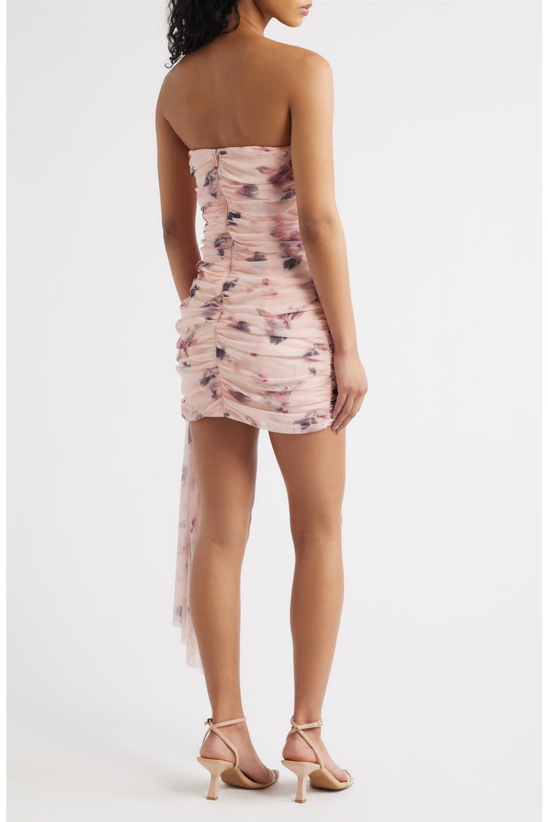 Kayla Floral Ruched Mesh Mini Cocktail Dress, Alternate, color, PINK FLORAL