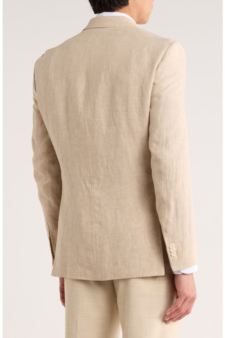 Two Button Notch Lapel Woven Linen Sport Coat, Alternate, color, TAN PLAIN