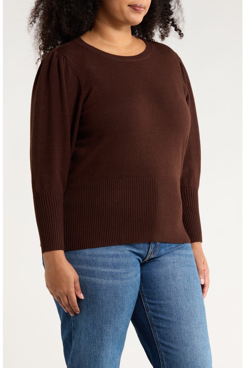 Juliet Sleeve Sweater, Alternate, color, DARK BROWN