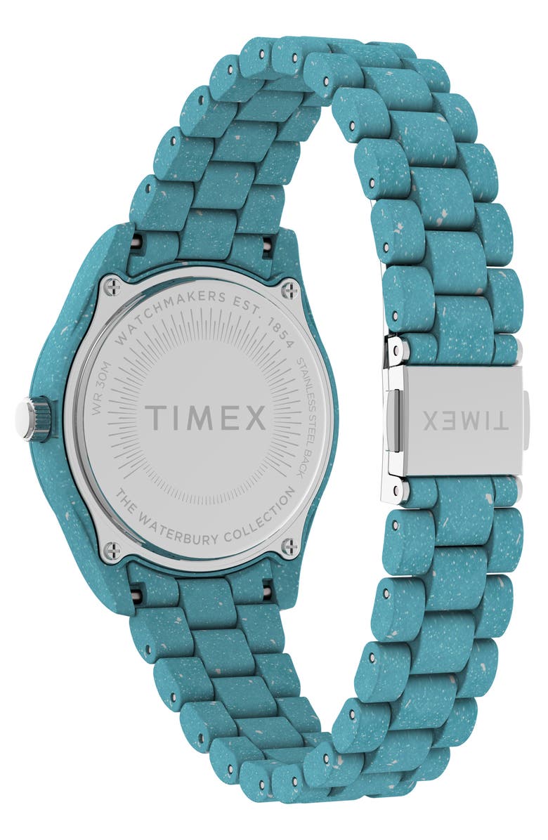Timex<sup>®</sup> Waterbury Ocean Recycled Plastic Bracelet Watch, 37mm, Alternate, color, Blue/ Blue/ Blue