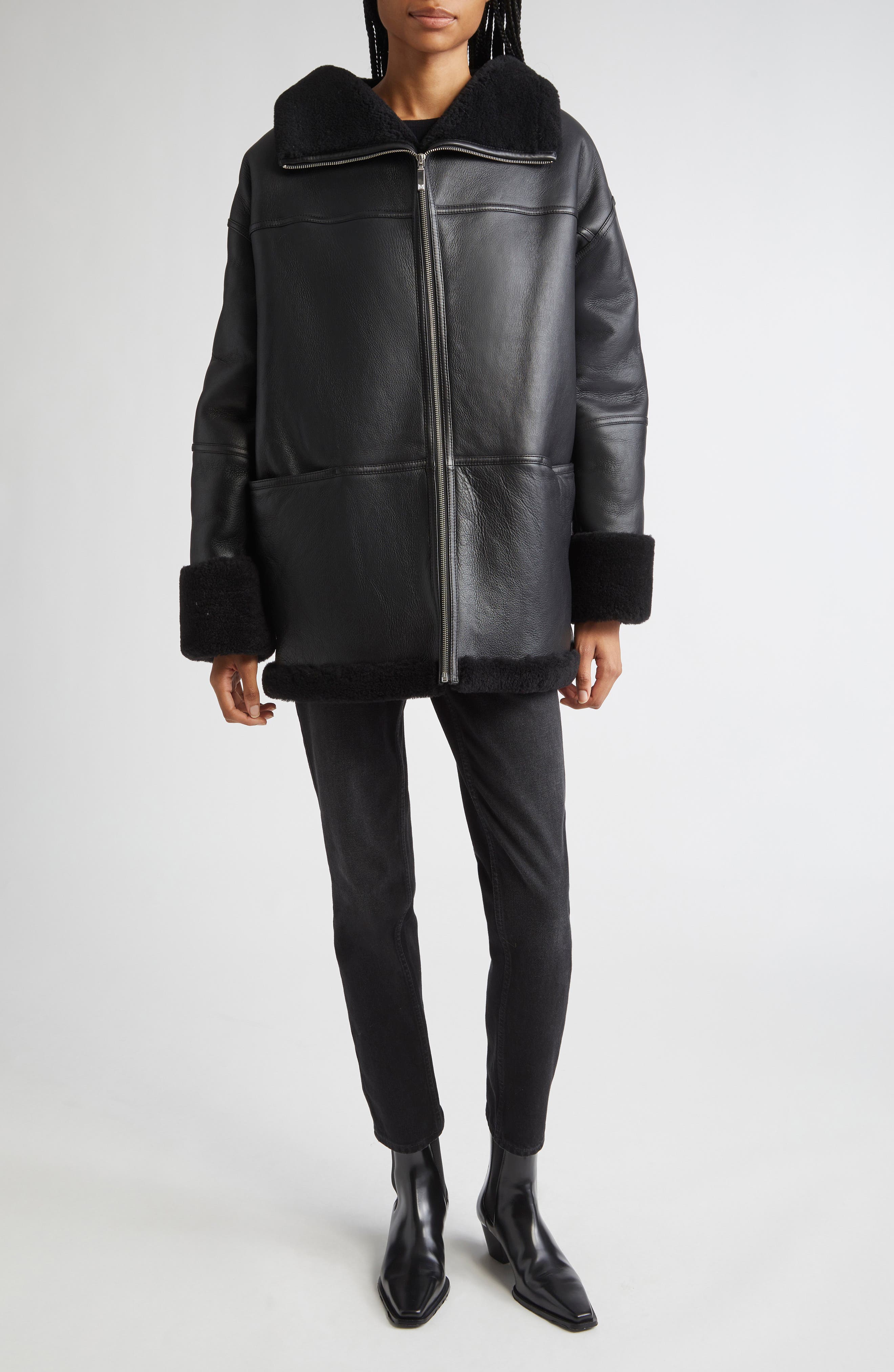 Menfi Oversize Genuine Shearling Coat - image 4