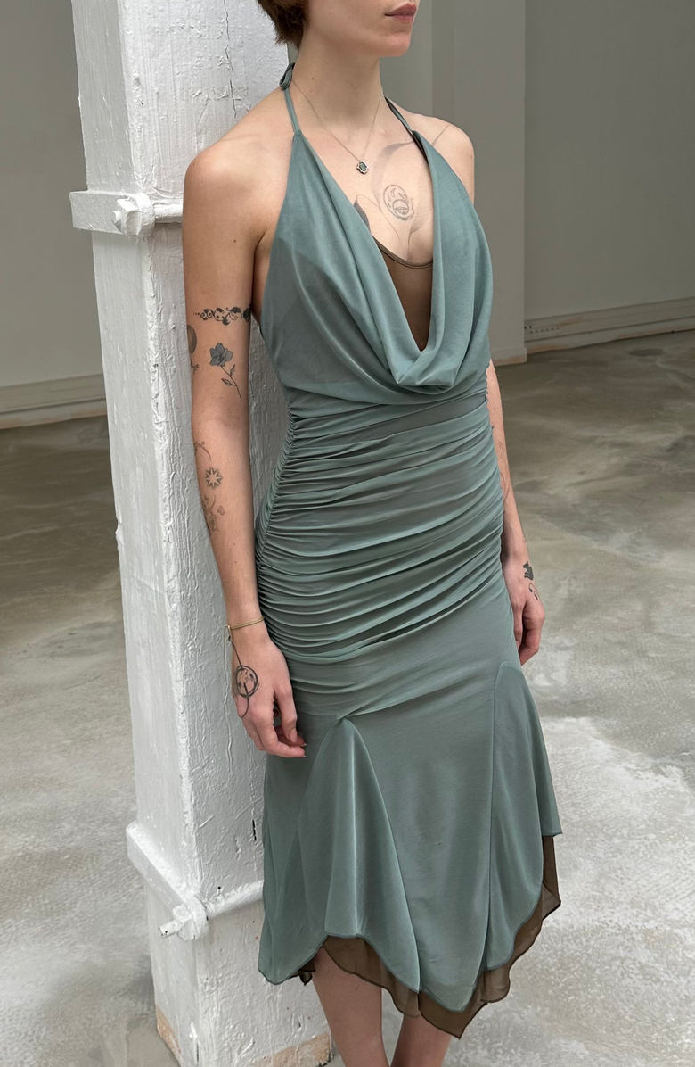 SAEMDI Evi Midi Dress, Alternate, color, Sage Green