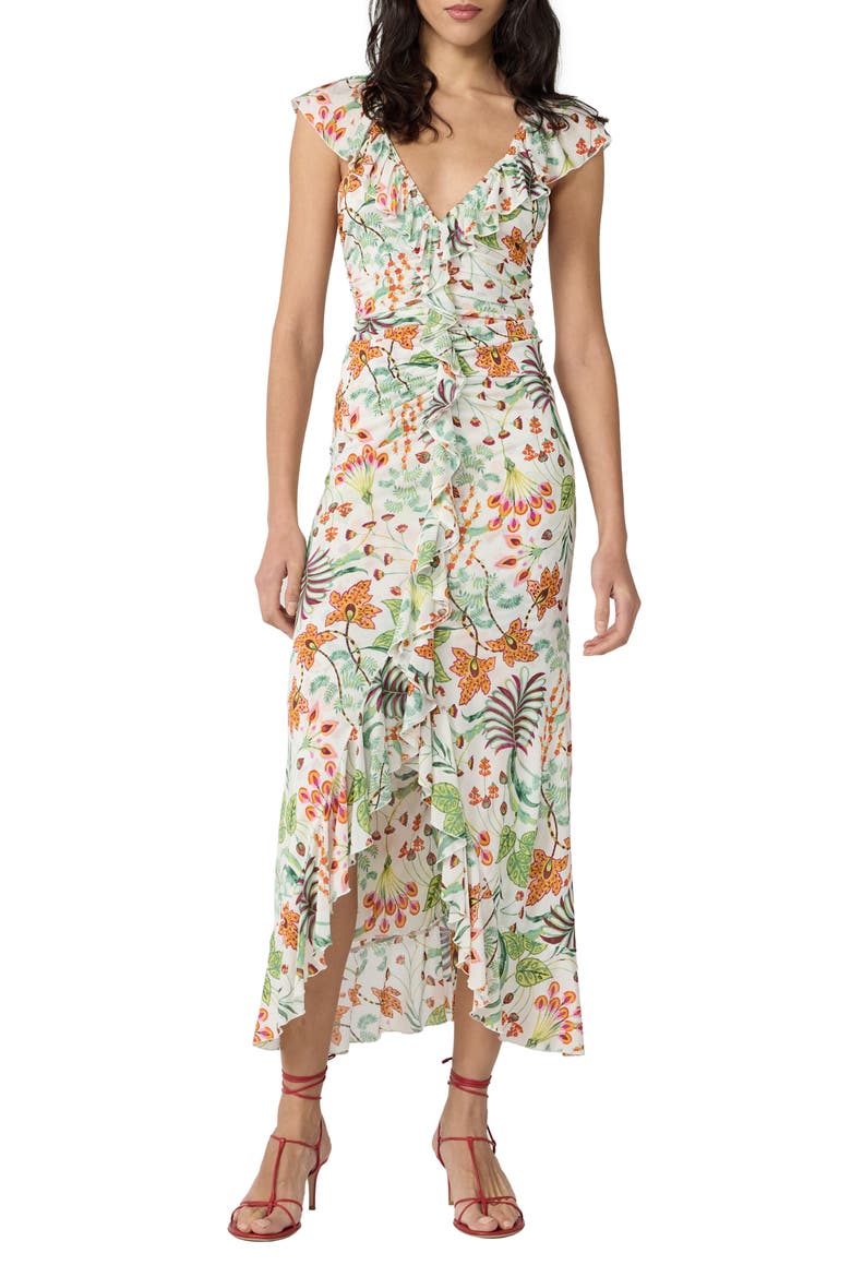 Sonia Metallic Floral Dress, Main, color, MIRAGEVINE WHITE