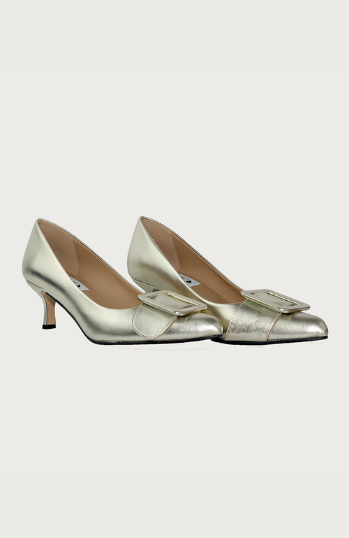 Andrea Carrano Shoes Milk Kitten Heel In Gold