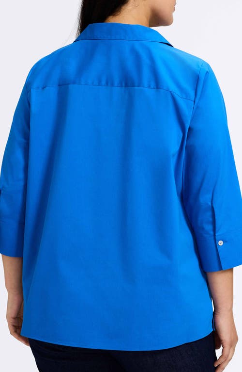 Foxcroft Julia Stretch Cotton Blend Shirt In Cobalt Blue