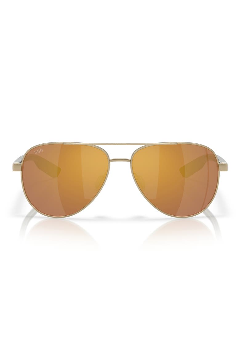 57mm Polarized Pilot Sunglasses, Main, color, BRUSHED GOLD/ GOLD MIRROR 580G