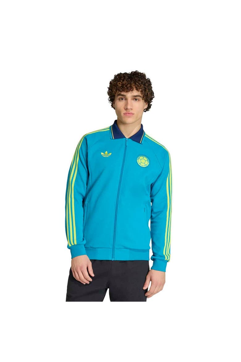 Men's adidas Turquoise Colombia National Team 2026 Away Full-Zip Anthem Jacket, Main, color, Turquoise