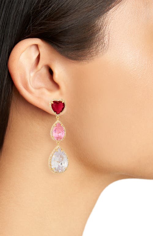 Eye Candy Los Angeles Katya Heart & Pear Cut Cubic Zirconia Drop Earrings In Gold