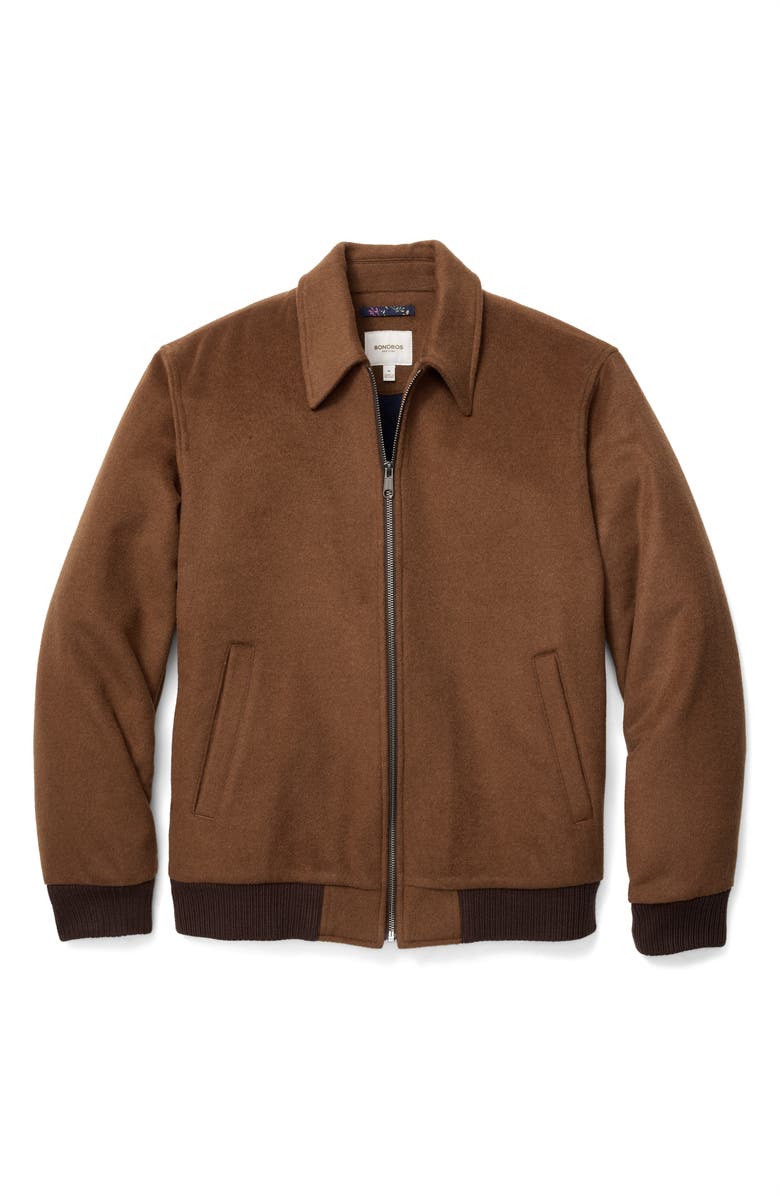 Bonobos Wool Blend Bomber Jacket, Alternate, color, Brown