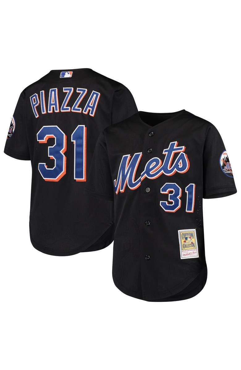 Mitchell & Ness Youth Mitchell & Ness Mike Piazza Black New York Mets Cooperstown Collection Mesh Batting Practice Jersey, Alternate, color, Black