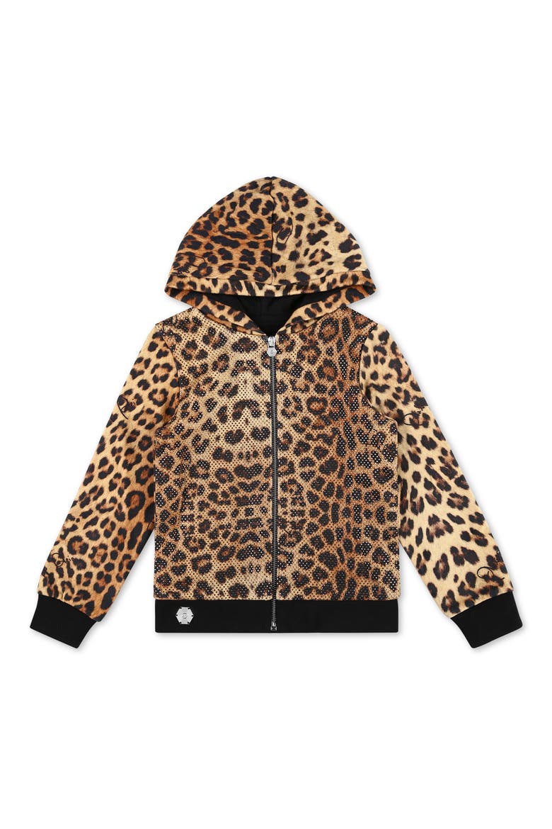Hoodie Sweatjacket Leopard Girl, Main, color, leopard