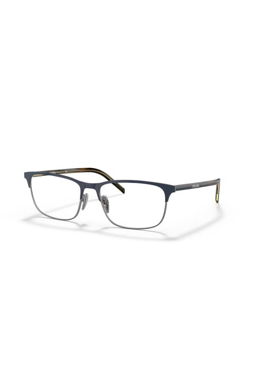 Prada 57mm Rectangle Optical Glasses In Gray