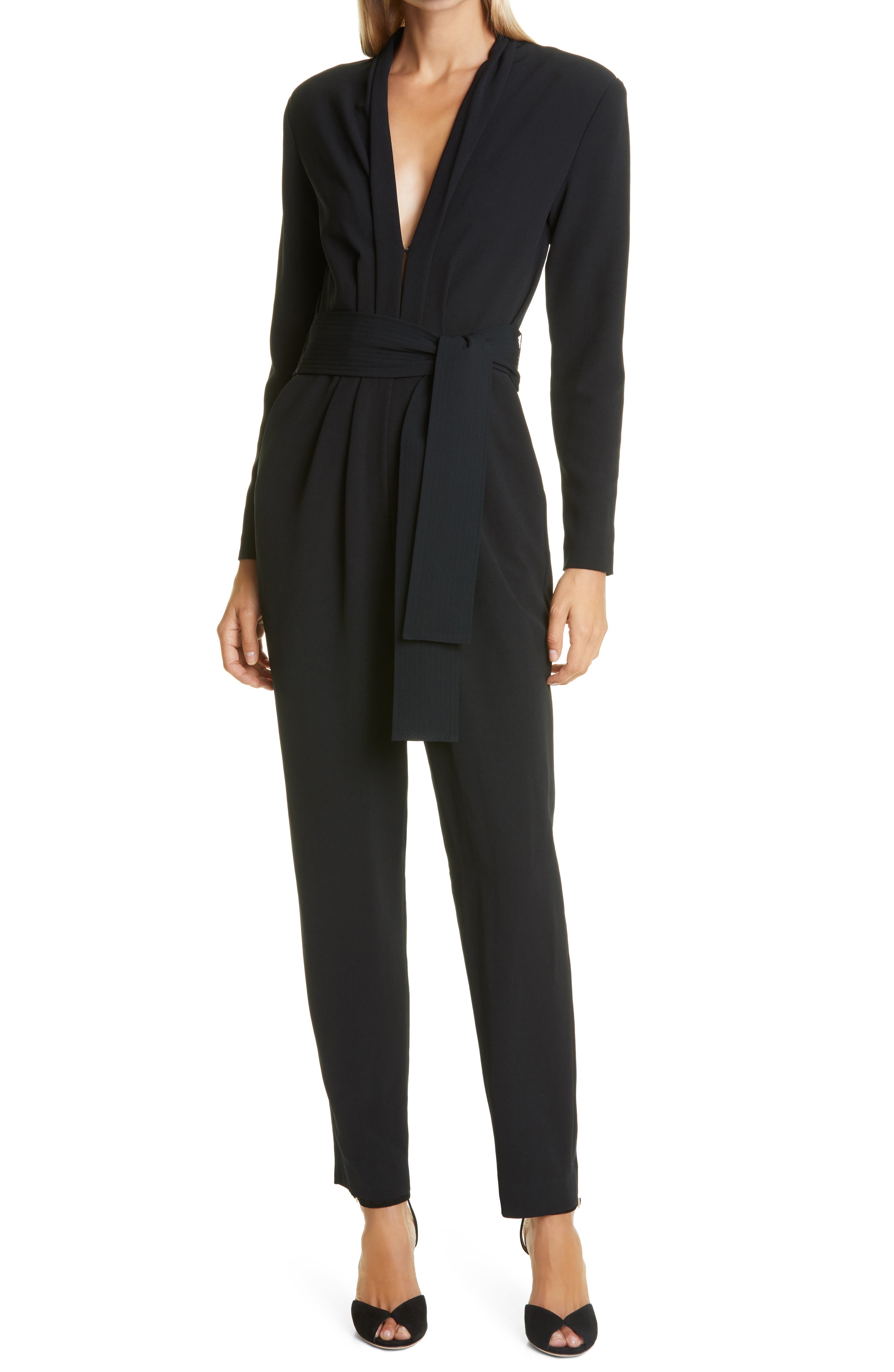 A.L.C. Kieran Plunge Neck Long Sleeve Jumpsuit