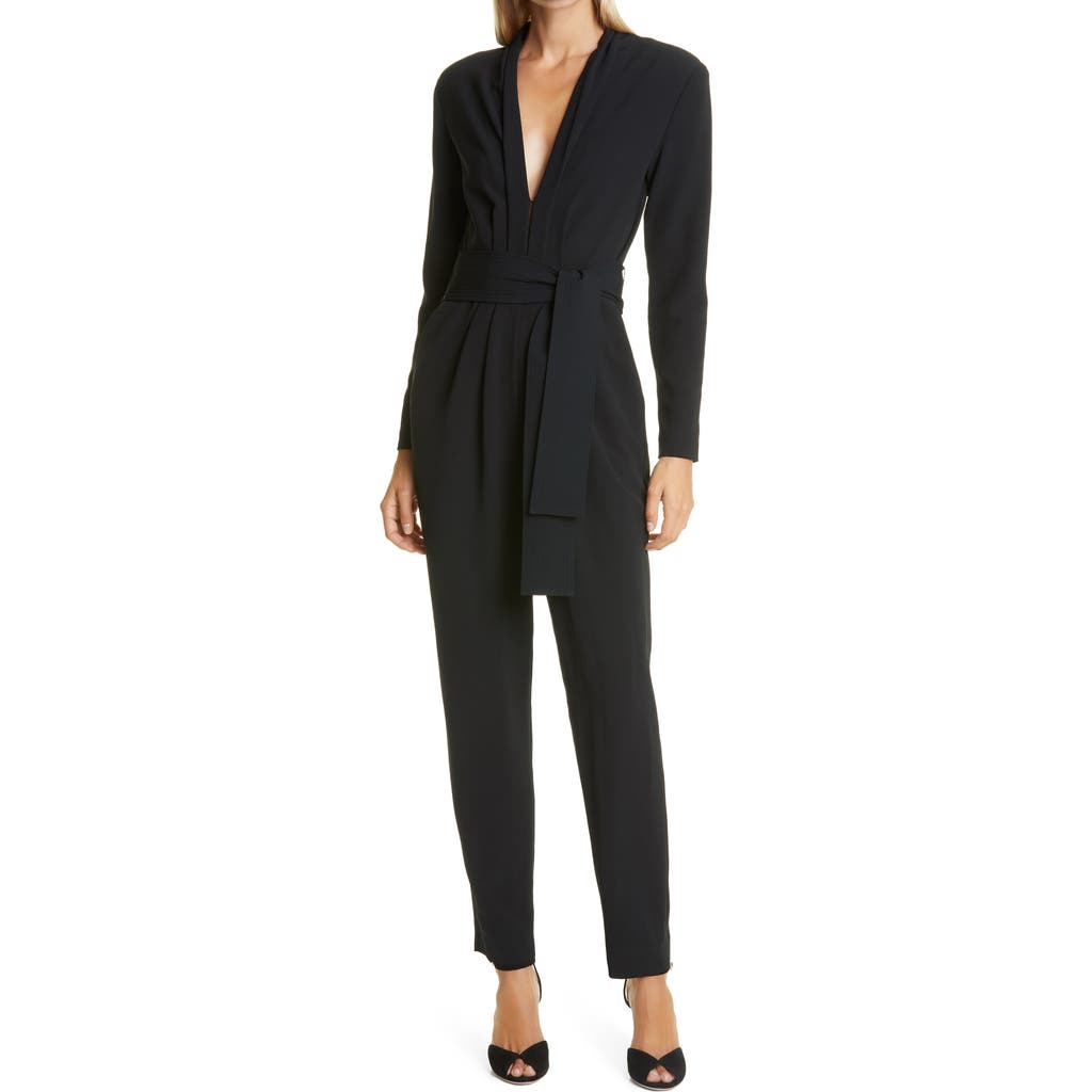 A.l.c . Kieran Plunge Neck Long Sleeve Jumpsuit In Black