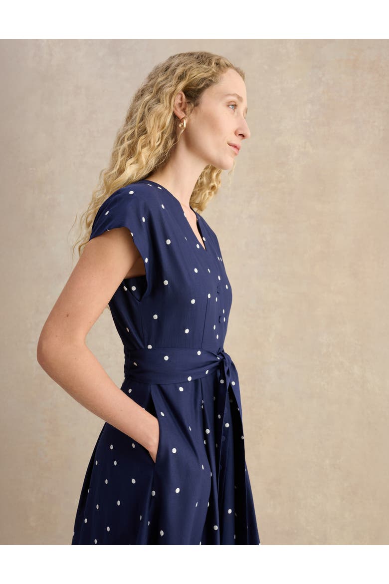 Samantha Polka Dot Midi Dress, Alternate, color, Midnightivory