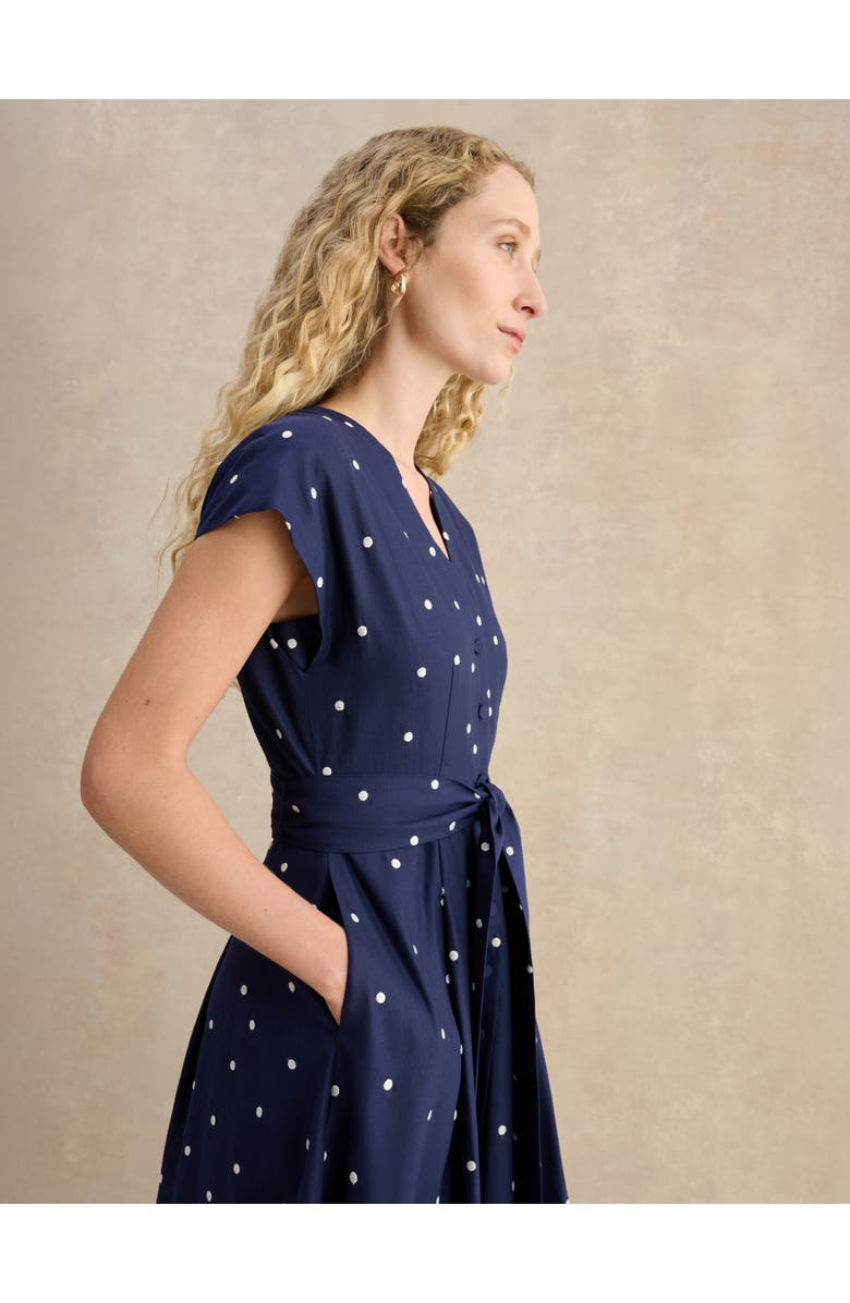 HOBBS LONDON Samantha Polka Dot Midi Dress, Alternate, color, Midnightivory