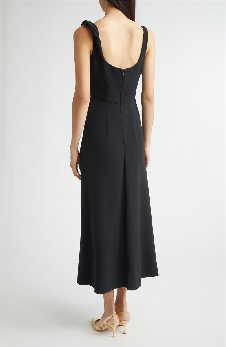 Lela Rose Floral Appliqué Knit Midi Cocktail Dress, Alternate, color, Black