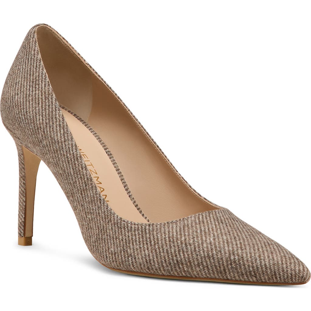 Stuart Weitzman Stuart Power 85 Pointed Toe Pump In Brown