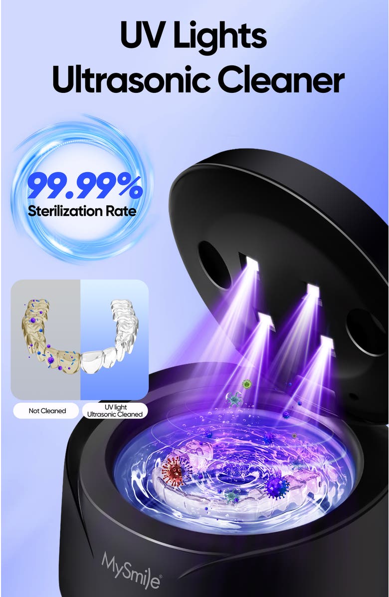 MySmile Ultrasonic Retainer Cleaner Machine, 200 mL, 45kHz with Digital Timer for Denture, Aligner, Braces, Mouth Guard, & Jewelry, Alternate, color, Black