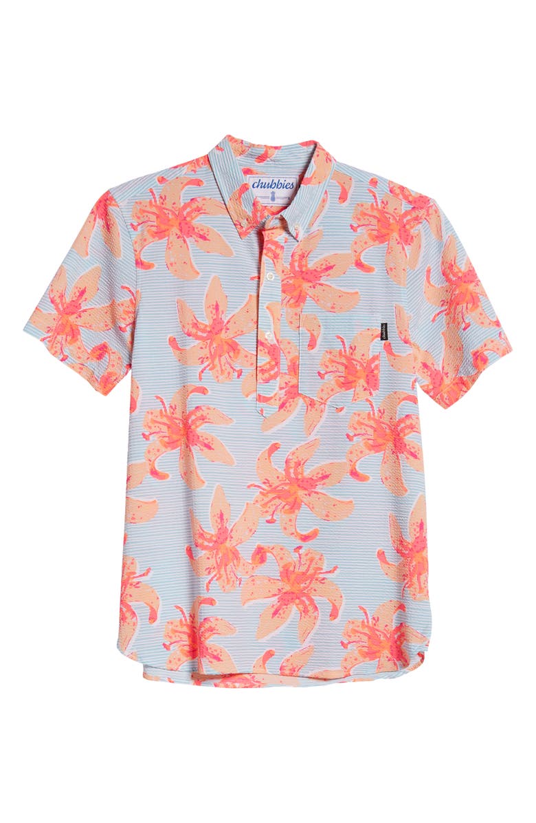 Chubbies The Bloomslam Short Sleeve Button-Down Popover Seersucker Shirt, Alternate, color,