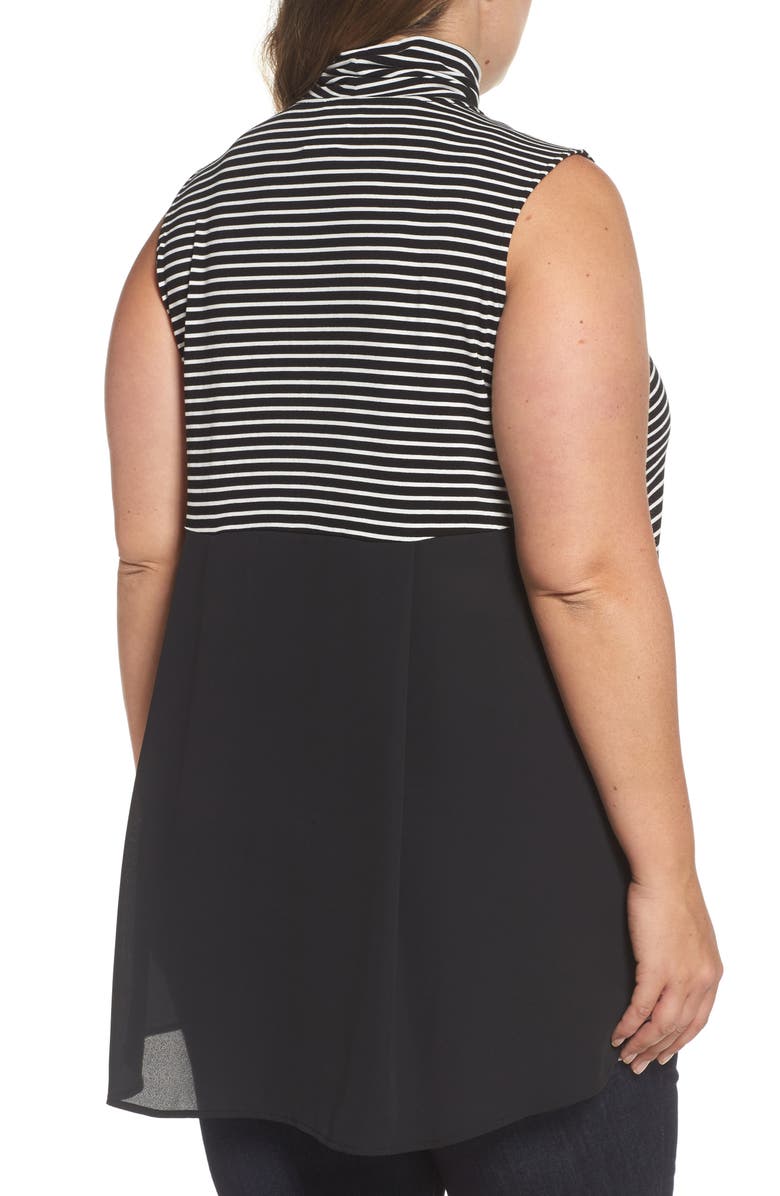 Vince Camuto Stripe Mixed Media Turtleneck, Alternate, color, 